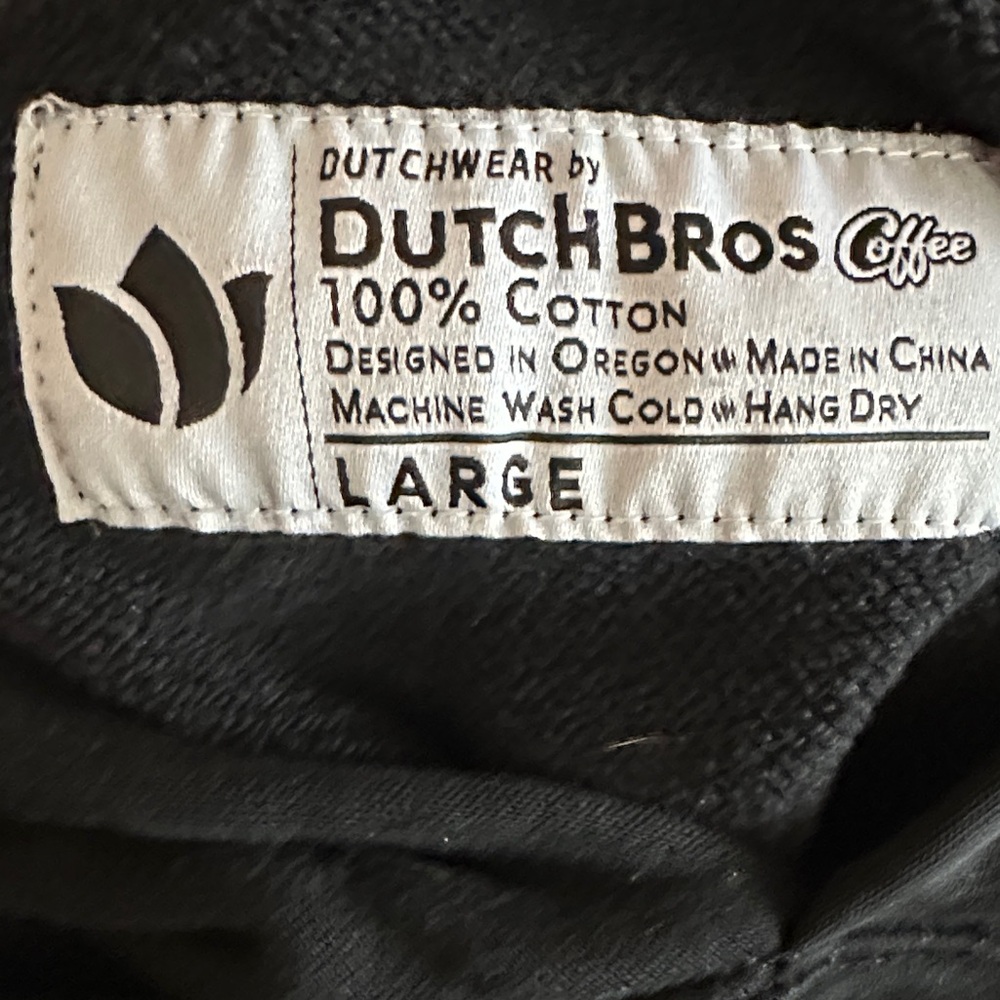 Dutch Bros Black Hoodie with White Sleeve Print - Picture 2 of 5